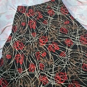 Vintage Red Thorn Rose Floral Skirt
